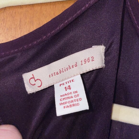 Dress Barn Petite 14 Purple Sleeveless Dress With Keyhole Beaded Waist - Picture 2 of 8